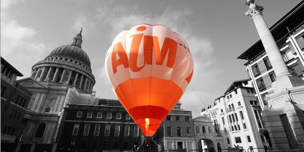 AIM balloon flying through the city of London
