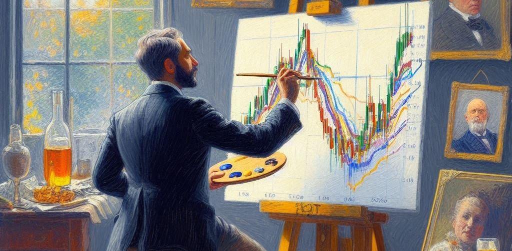 AI generated picture of artist painting stock market chart 