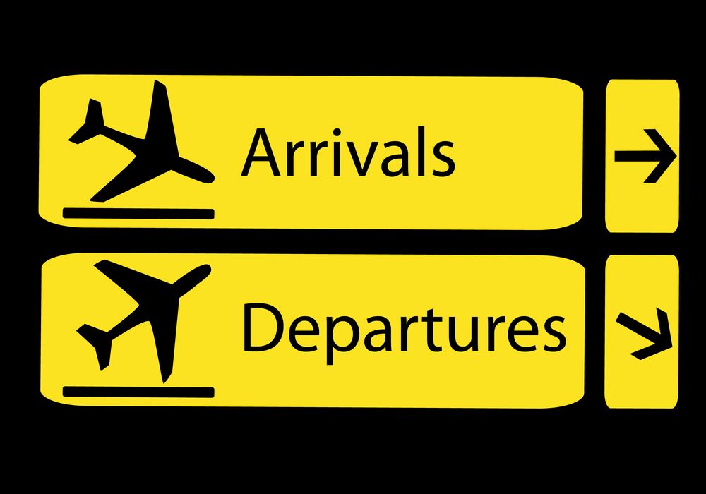 Arrivals Departures sign