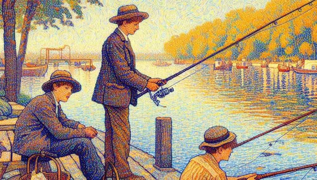 AI generated image of boys fishing