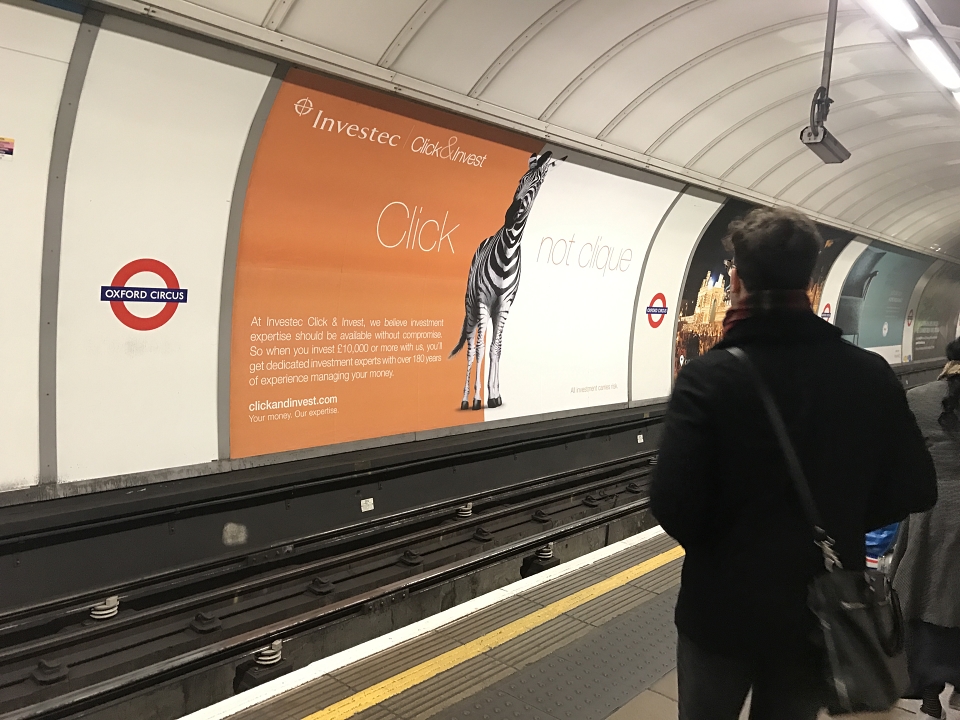 Click & Invest tube station advert 
