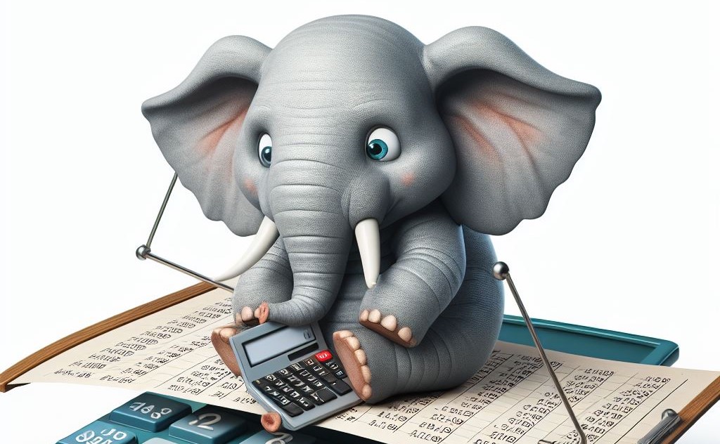 Elephant sitting on a balance sheet