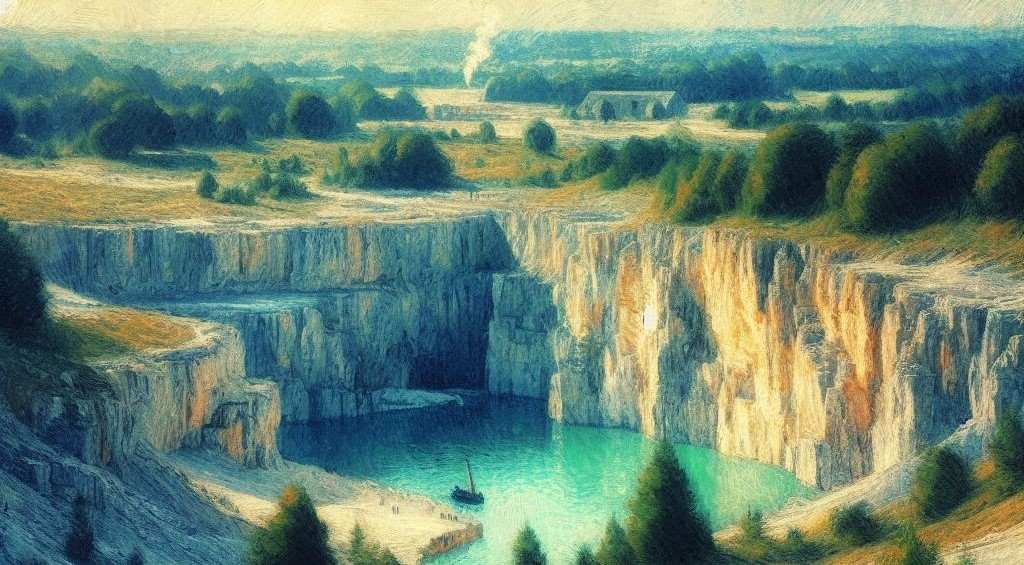 Illustration of limestone quarry