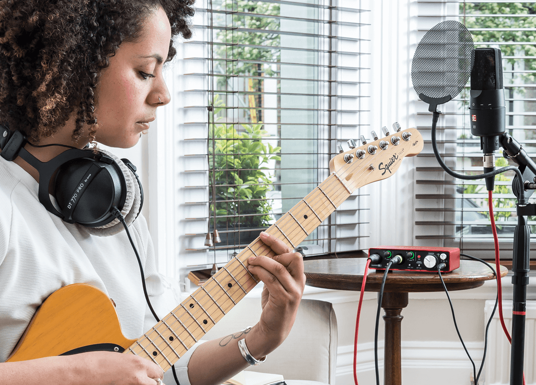 Woman playing music