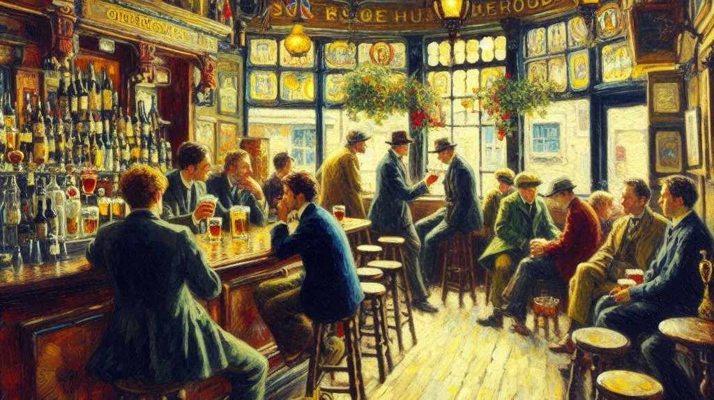 Traditional London pub scene