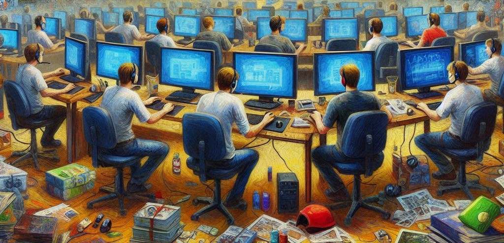 Picture illustarting video game developers