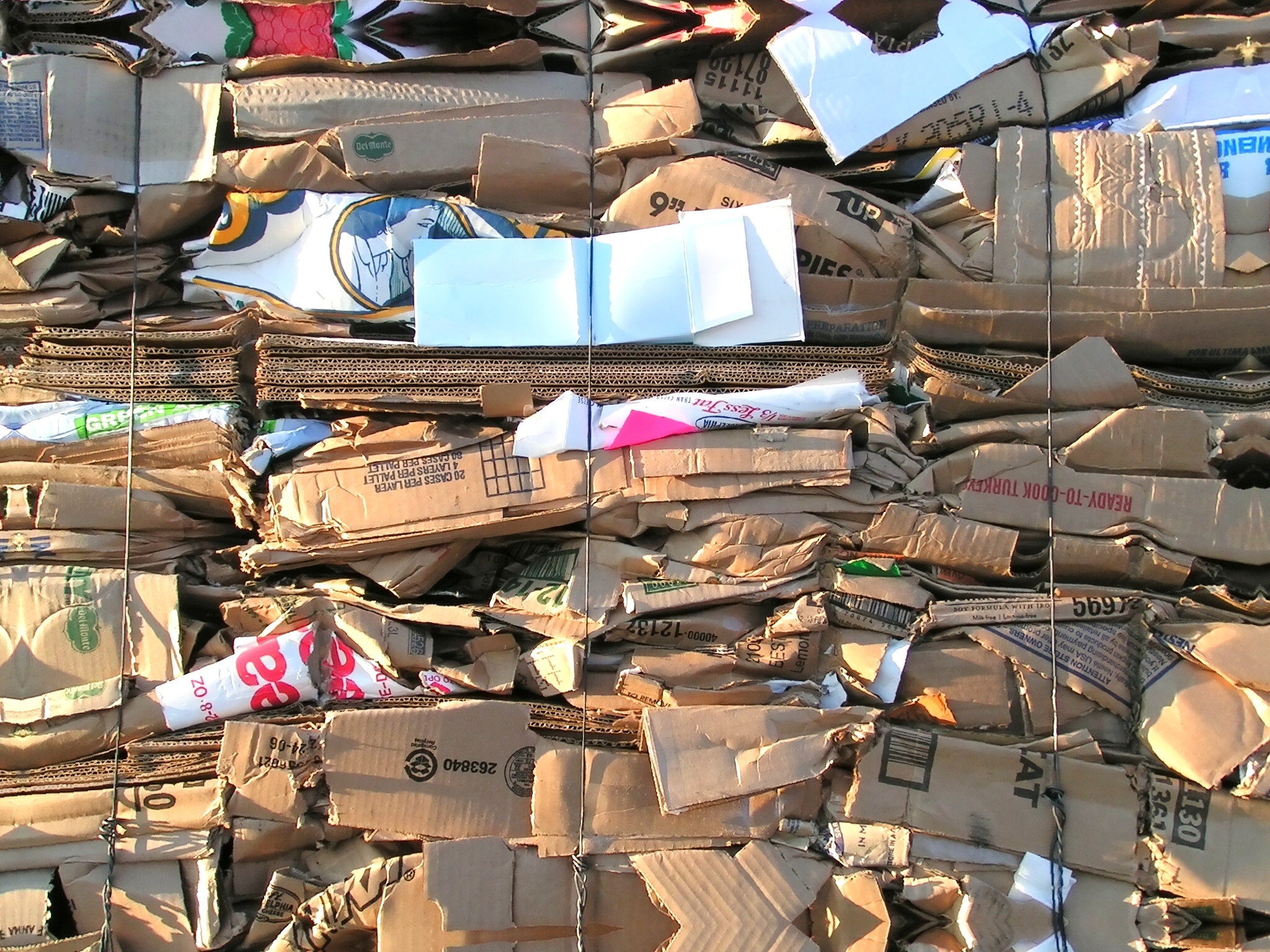 Cardboard boxes in piles for recycling