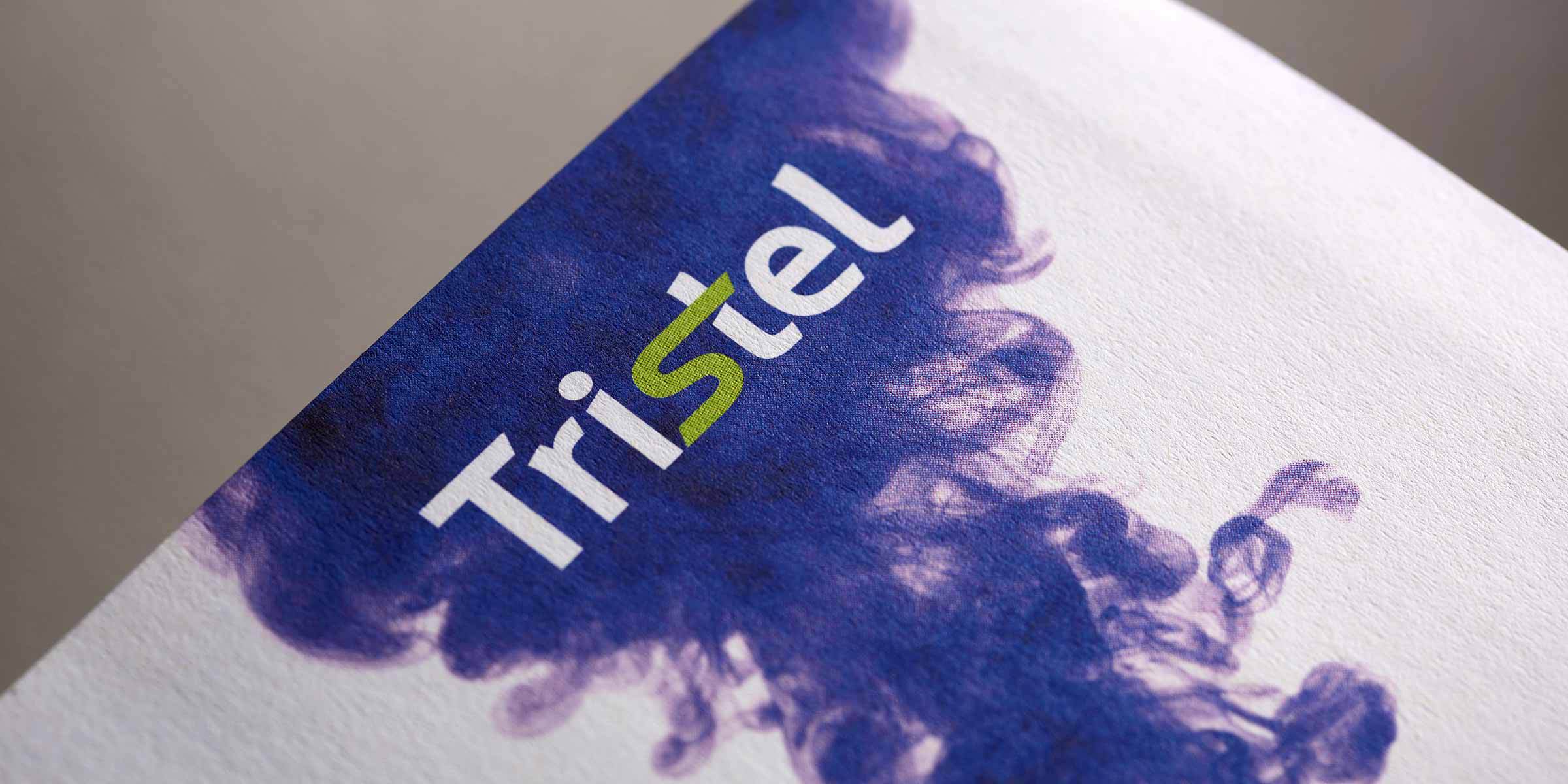 Tristel logo printed on purple medical type background 